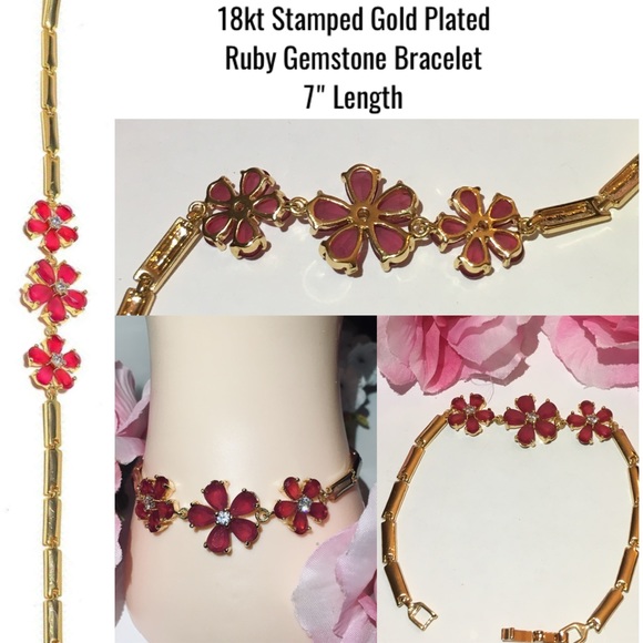 Black Onyx & Ruby Handmade 18kt Gold Bracelet Set - Picture 7 of 7